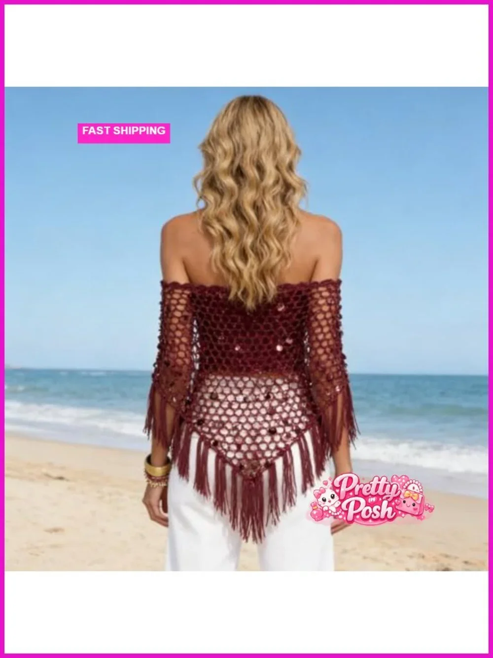 Knit Sequin Poncho Top Crochet Asymmetrical Beach Cover Up Shawl